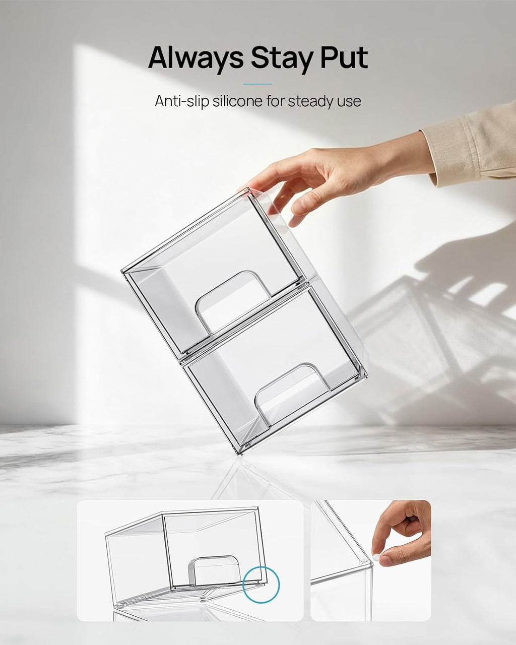 Small Stackable Storage Drawers – Clear Acrylic Organizer for Bathroom & Kitchen