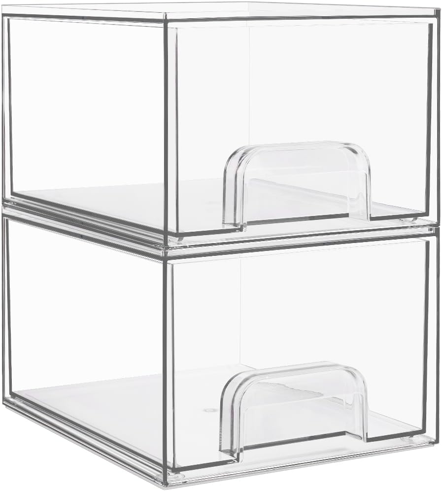 Small Stackable Storage Drawers – Clear Acrylic Organizer for Bathroom & Kitchen