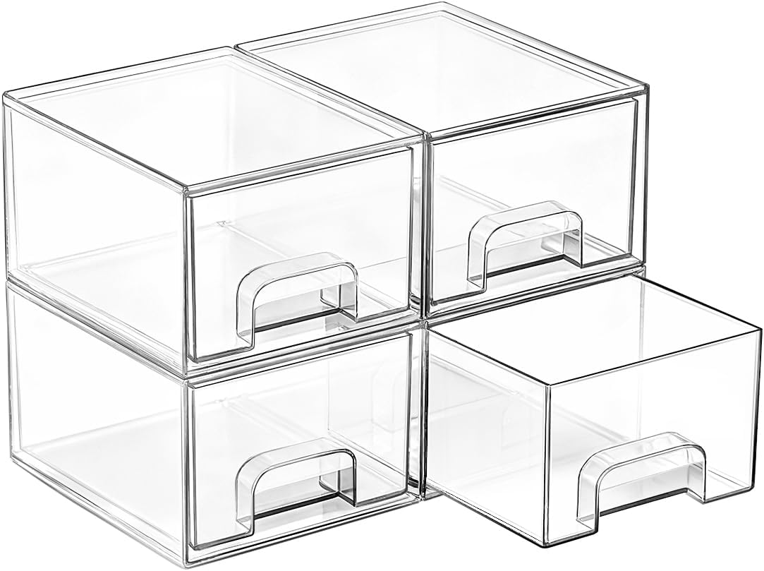 Small Stackable Storage Drawers – Clear Acrylic Organizer for Bathroom & Kitchen