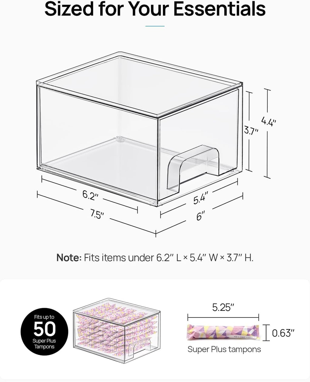 Small Stackable Storage Drawers – Clear Acrylic Organizer for Bathroom & Kitchen