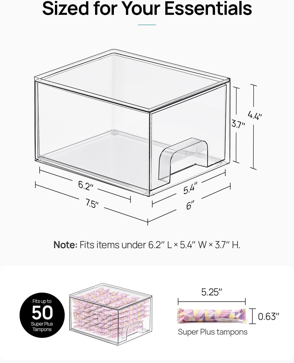 Small Stackable Storage Drawers – Clear Acrylic Organizer for Bathroom & Kitchen