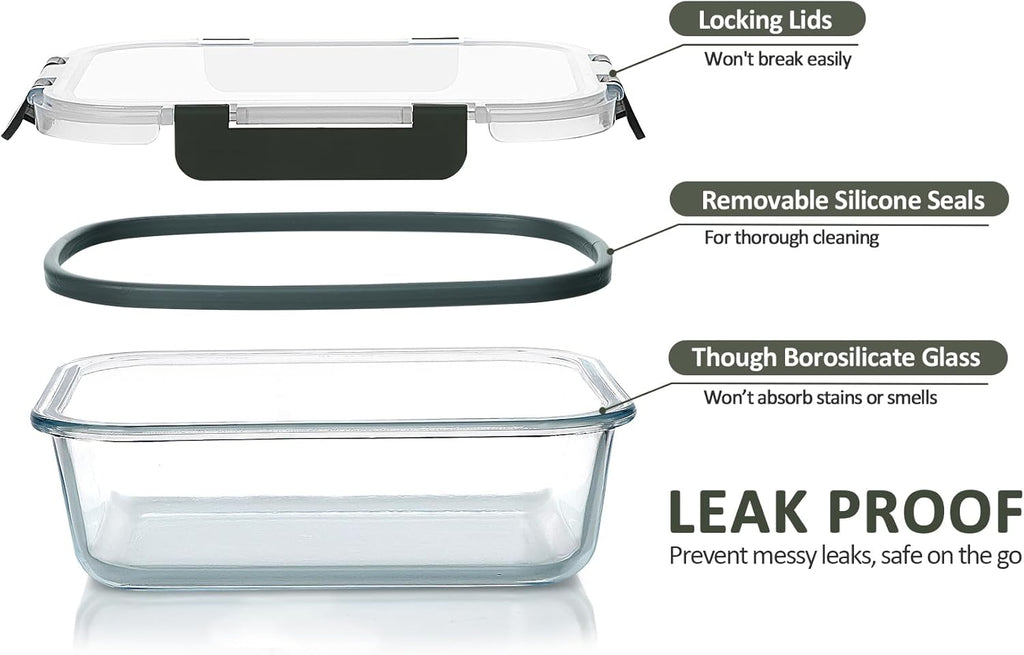 24-Piece Glass Food Storage Containers – Airtight Meal Prep Containers with Snap Lock Lids