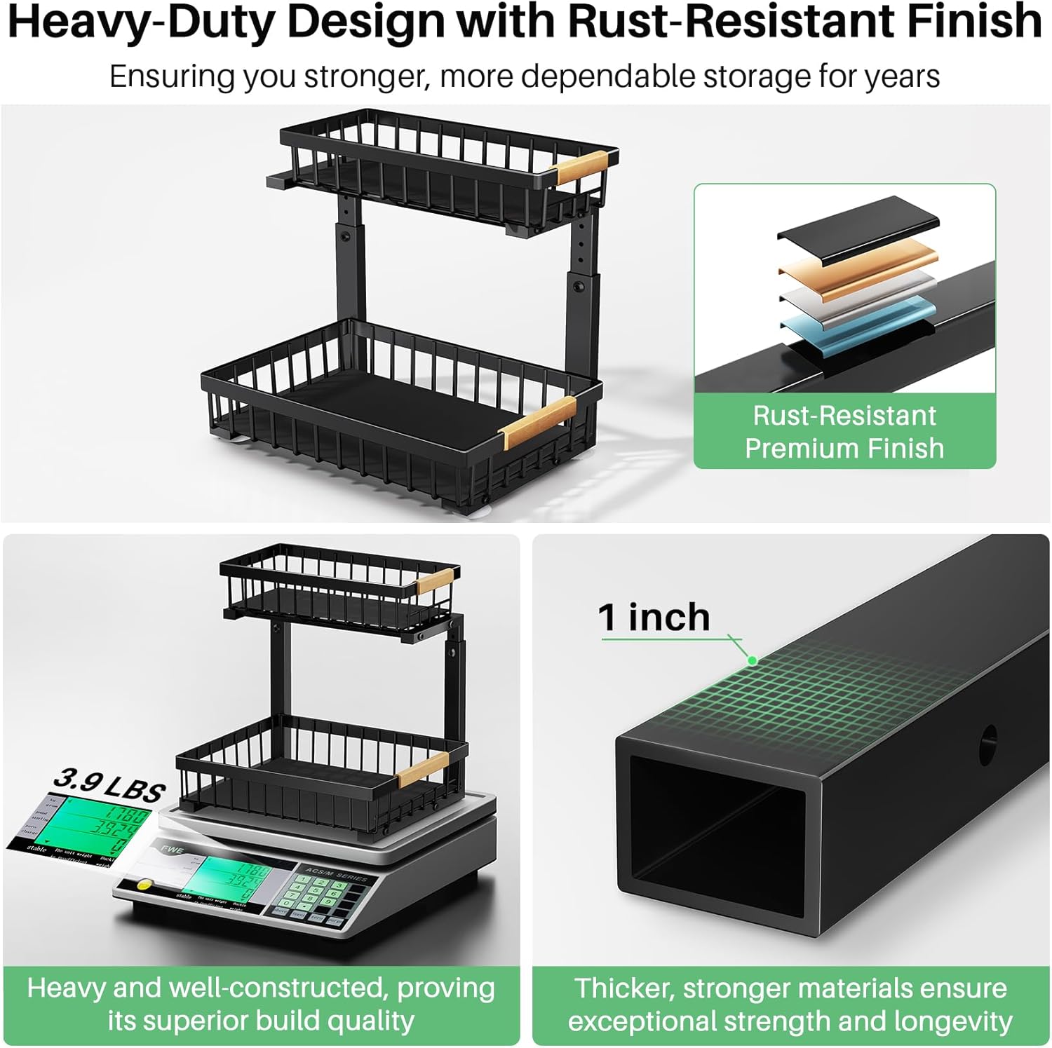 Under Sink Organizer – 2 Tier Pull-Out Sliding Metal Drawer Rack