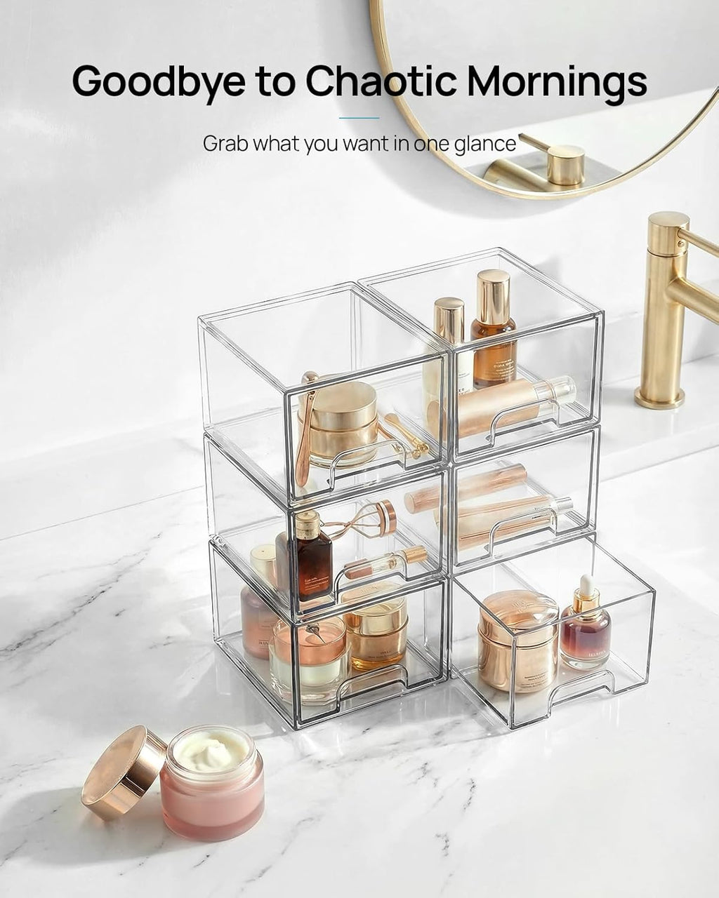 Small Stackable Storage Drawers – Clear Acrylic Organizer for Bathroom & Kitchen