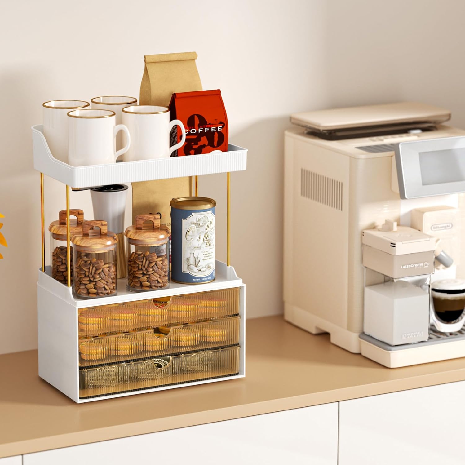 5 Tier Makeup Organizer with 3 Large Drawers – Vanity Storage for Skincare & Cosmetics
