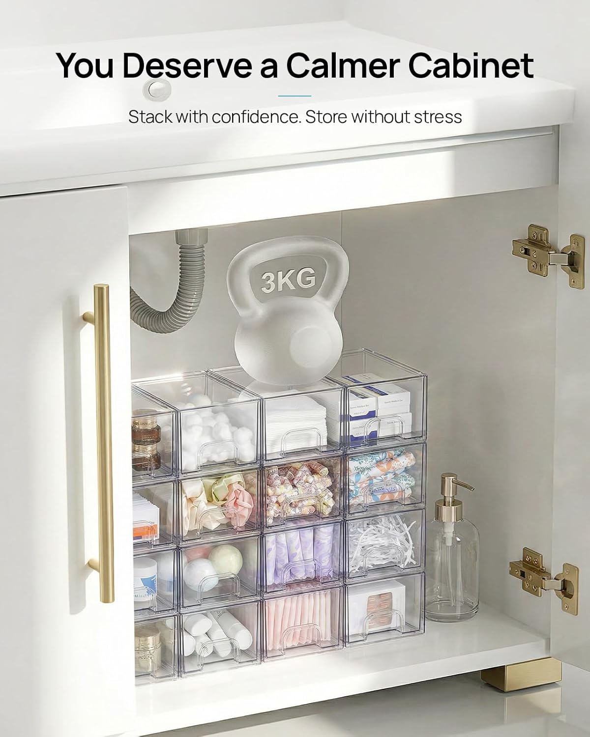 Small Stackable Storage Drawers – Clear Acrylic Organizer for Bathroom & Kitchen