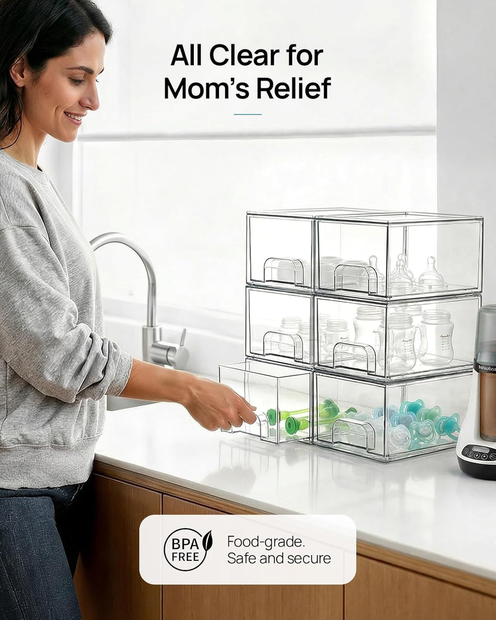 Small Stackable Storage Drawers – Clear Acrylic Organizer for Bathroom & Kitchen