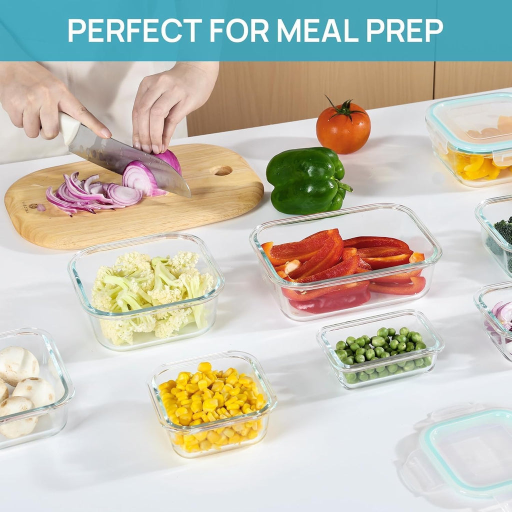 8 Pack Glass Food Storage Containers – Airtight Meal Prep Set
