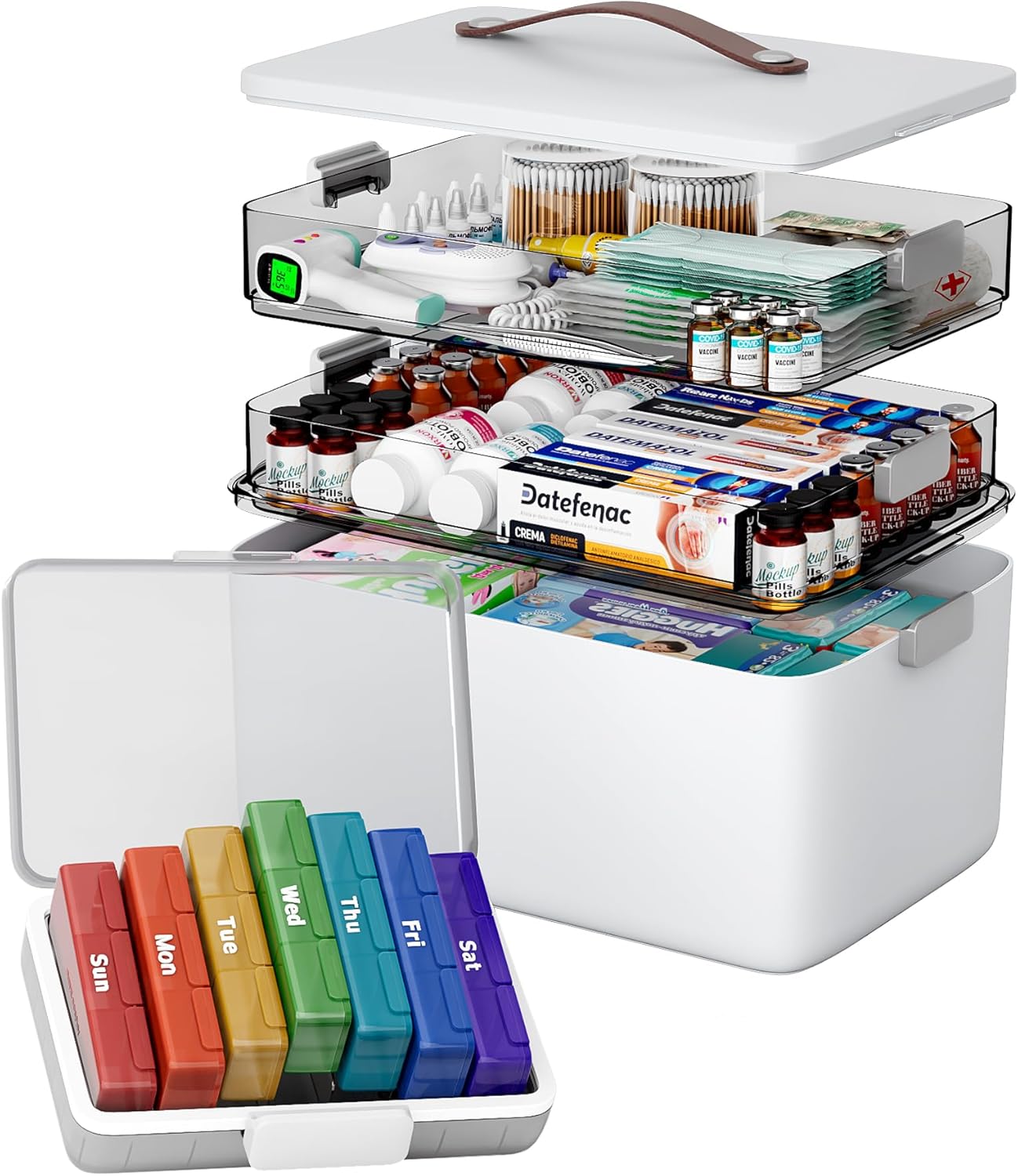 4-Tier XL Medicine Organizer – Portable First Aid Storage with Handle