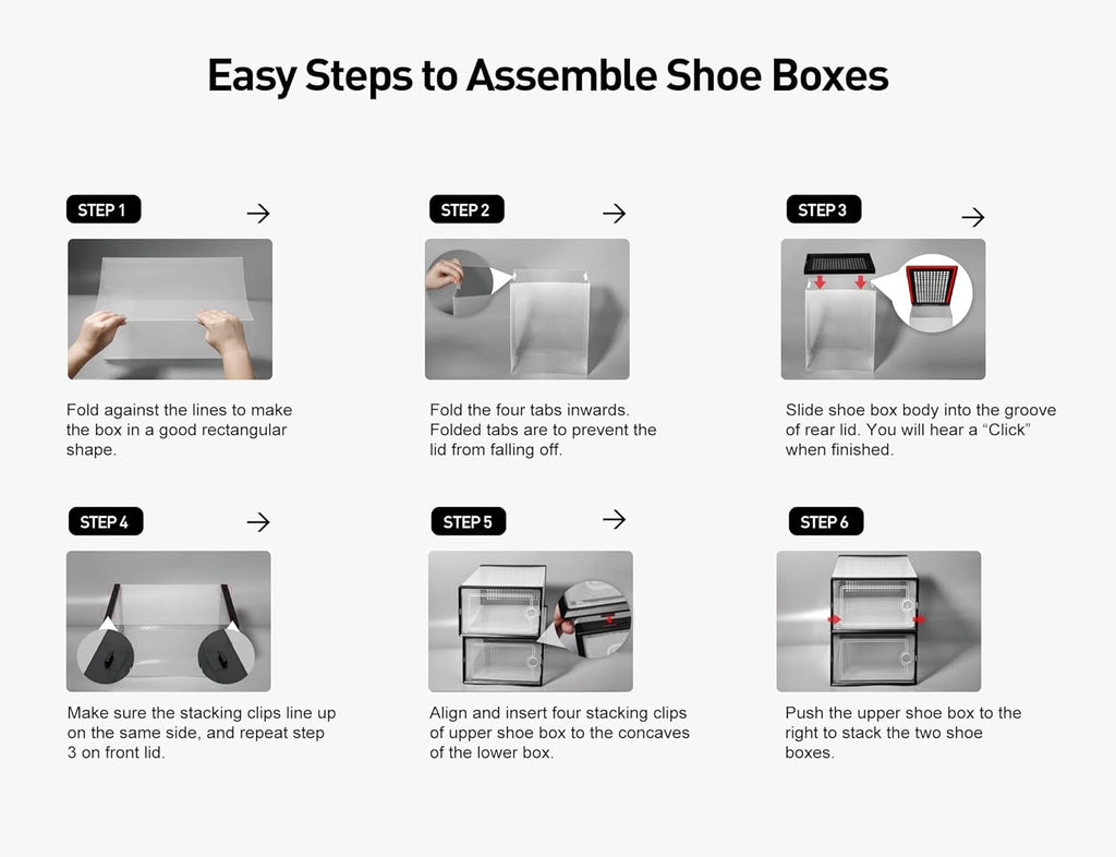 12 Pack X-Large Shoe Storage Boxes – Clear Stackable Sneaker Organizer