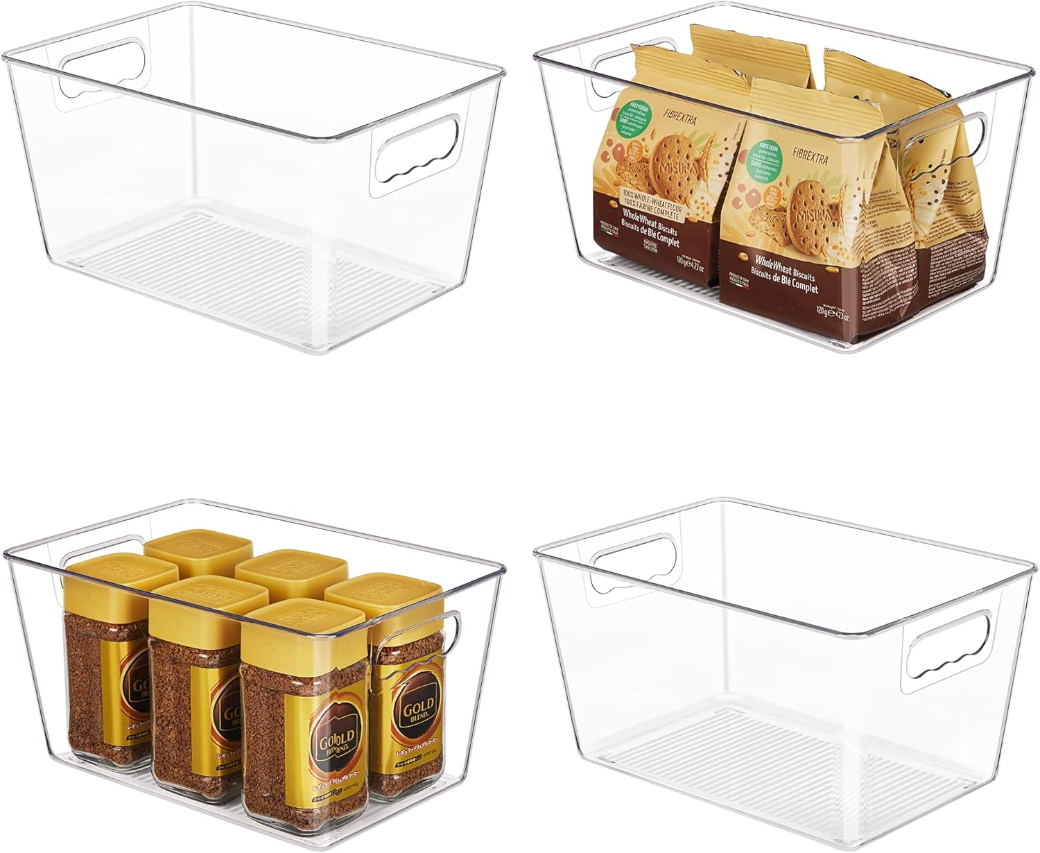 Clear Storage Bins with Handles – Pantry & Fridge Organizer