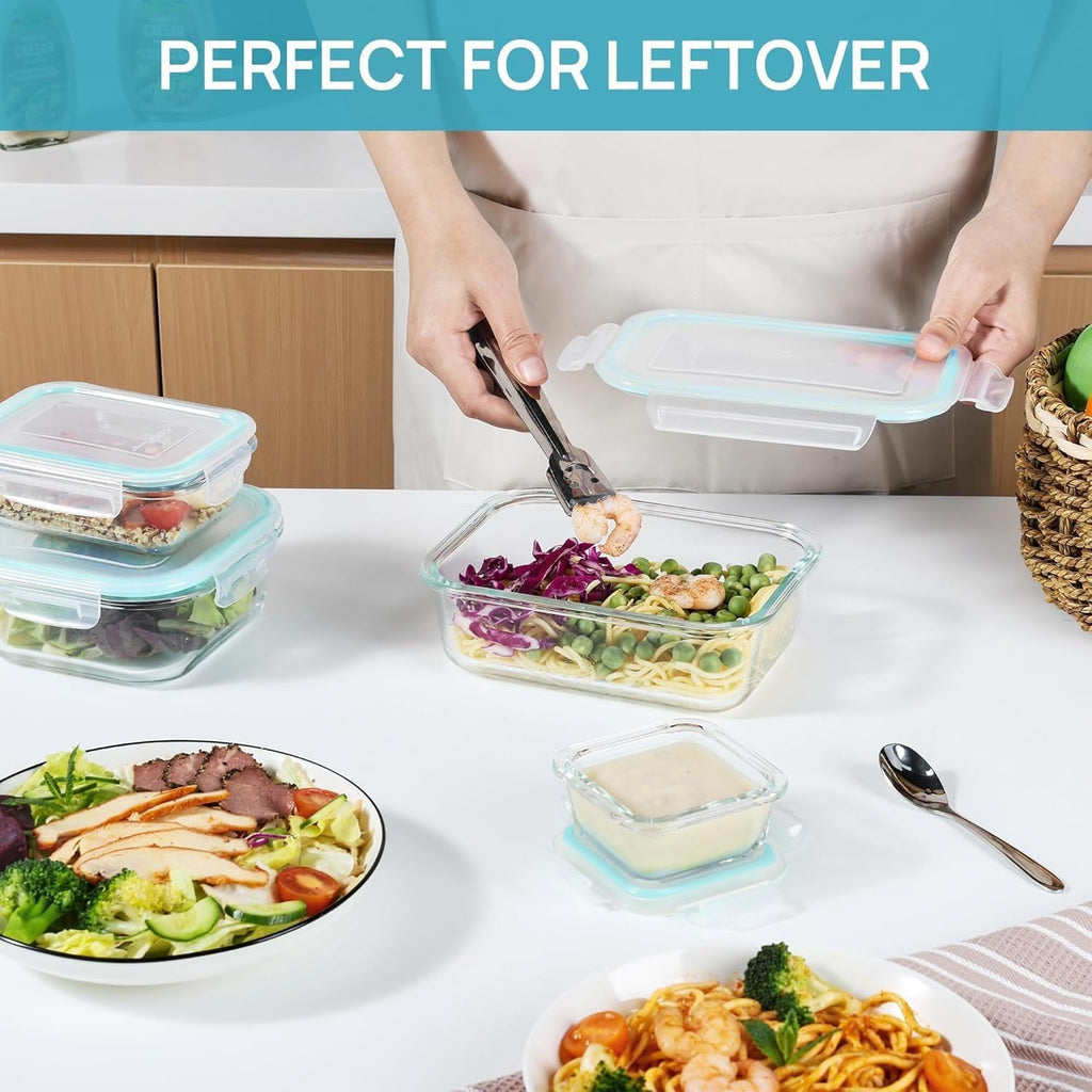 8 Pack Glass Food Storage Containers – Airtight Meal Prep Set