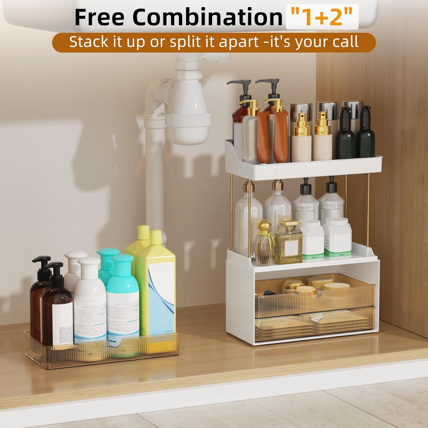 5 Tier Makeup Organizer with 3 Large Drawers – Vanity Storage for Skincare & Cosmetics