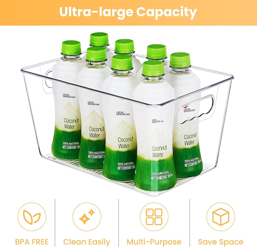 Clear Storage Bins with Handles – Pantry & Fridge Organizer