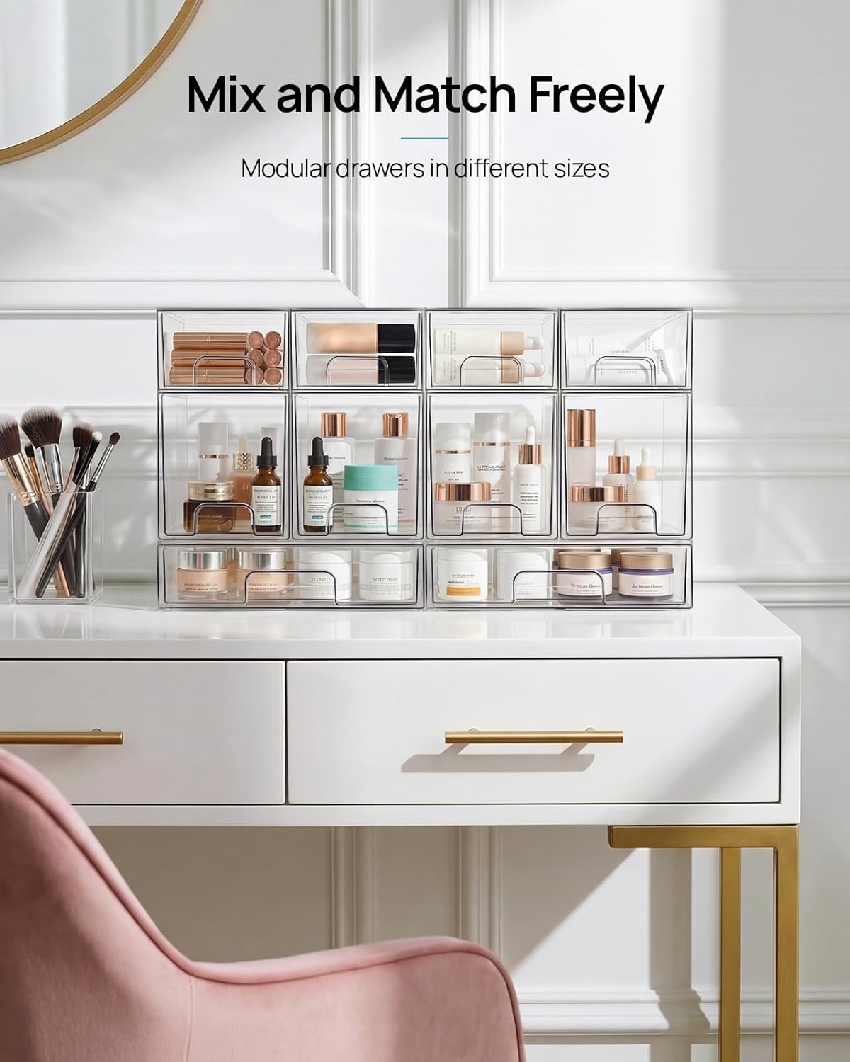 Small Stackable Storage Drawers – Clear Acrylic Organizer for Bathroom & Kitchen