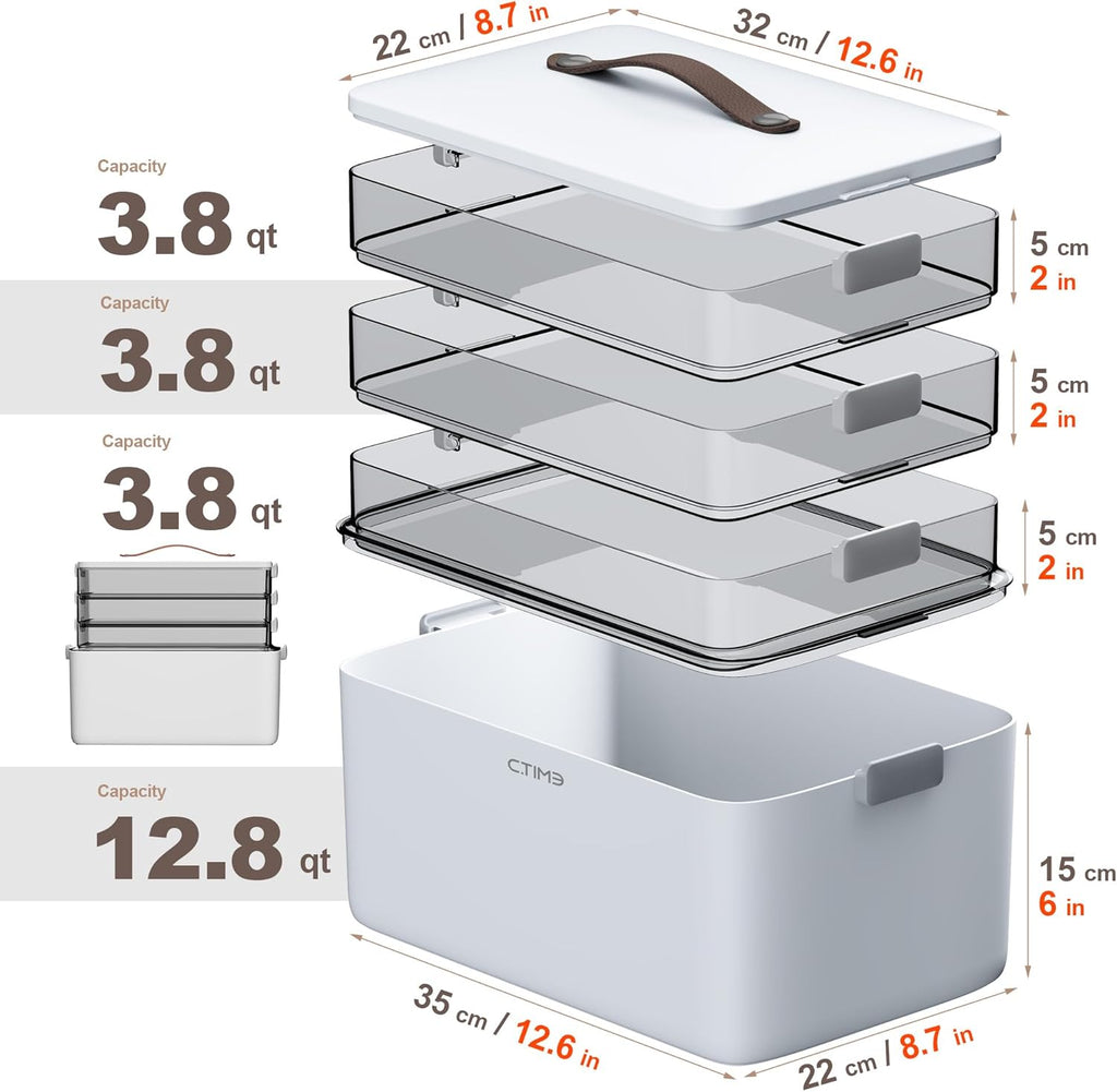 4-Tier XL Medicine Organizer – Portable First Aid Storage with Handle