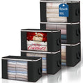 90L Large Storage Bags 6 Pack – Foldable Clothes Storage Bins with Reinforced Handles