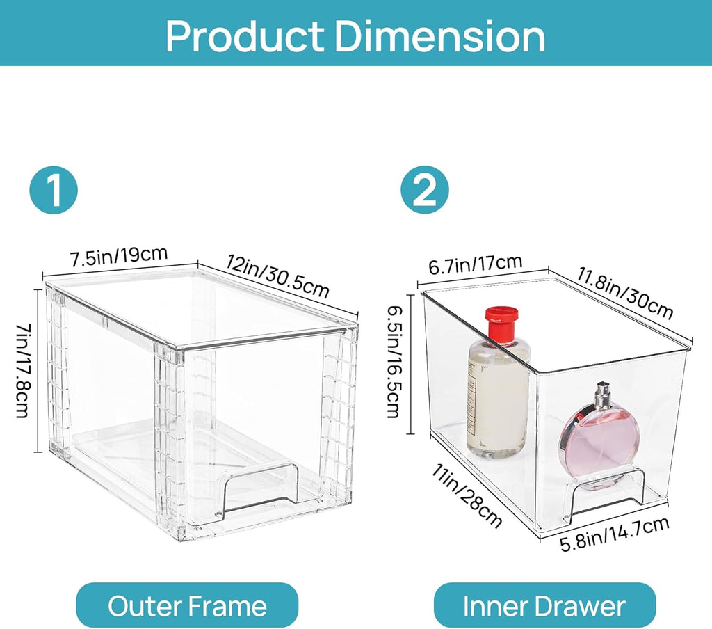 Stackable Storage Drawers – Clear Acrylic Organizer for Kitchen, Bathroom & Closet