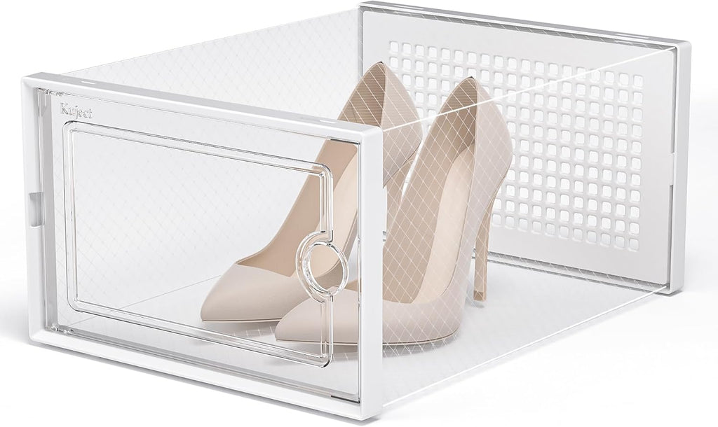12 Pack X-Large Shoe Storage Boxes – Clear Stackable Sneaker Organizer