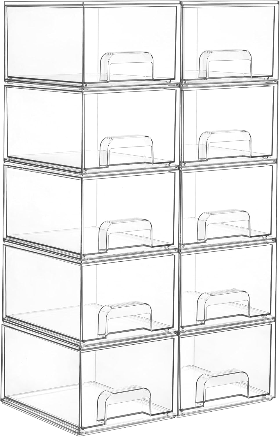 Small Stackable Storage Drawers – Clear Acrylic Organizer for Bathroom & Kitchen