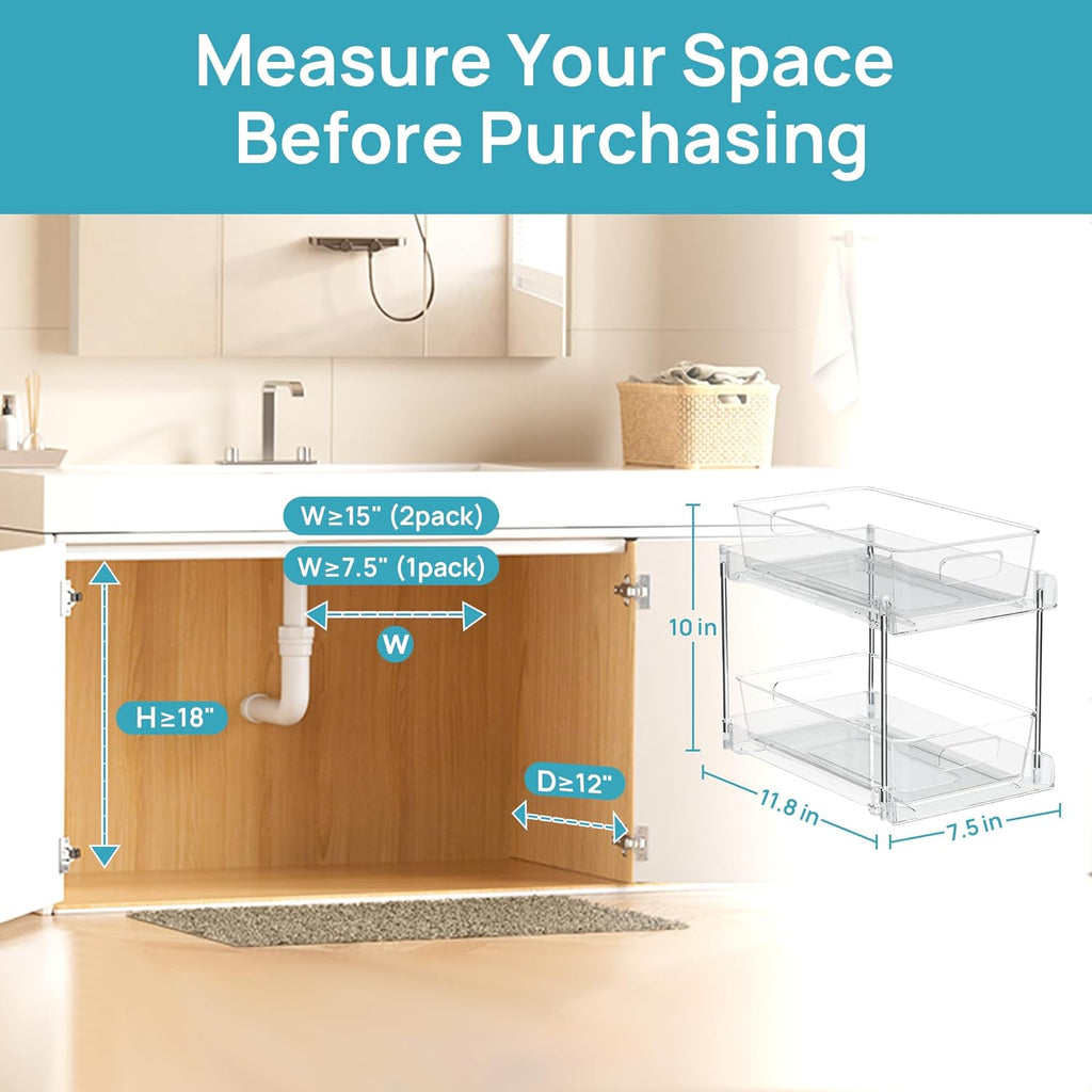 Declutter Your Space – Vtopmart 4 Pack 2 Tier Under Sink Organizer with Slide-Out Drawers