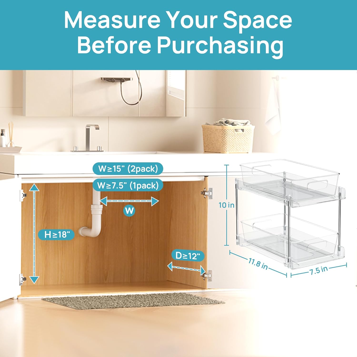Declutter Your Space – Vtopmart 4 Pack 2 Tier Under Sink Organizer with Slide-Out Drawers