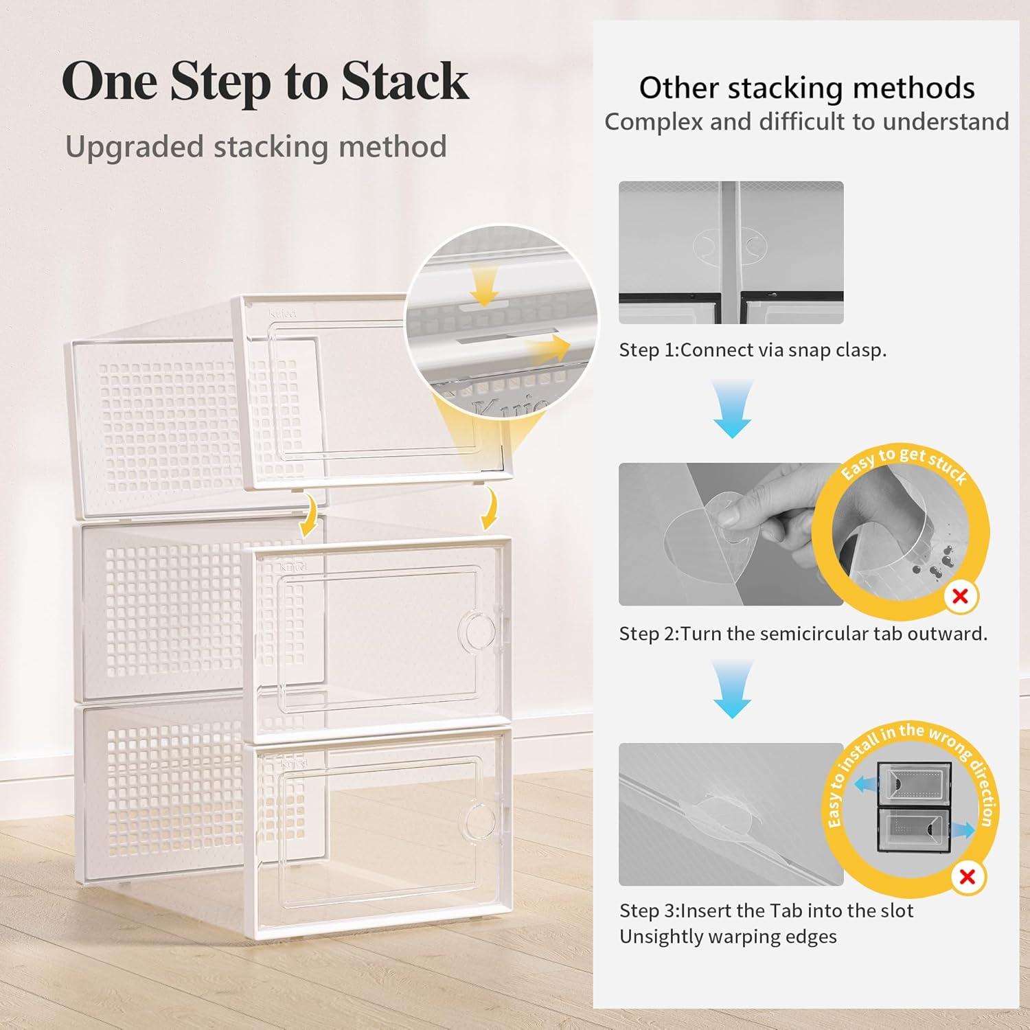 12 Pack X-Large Shoe Storage Boxes – Clear Stackable Sneaker Organizer