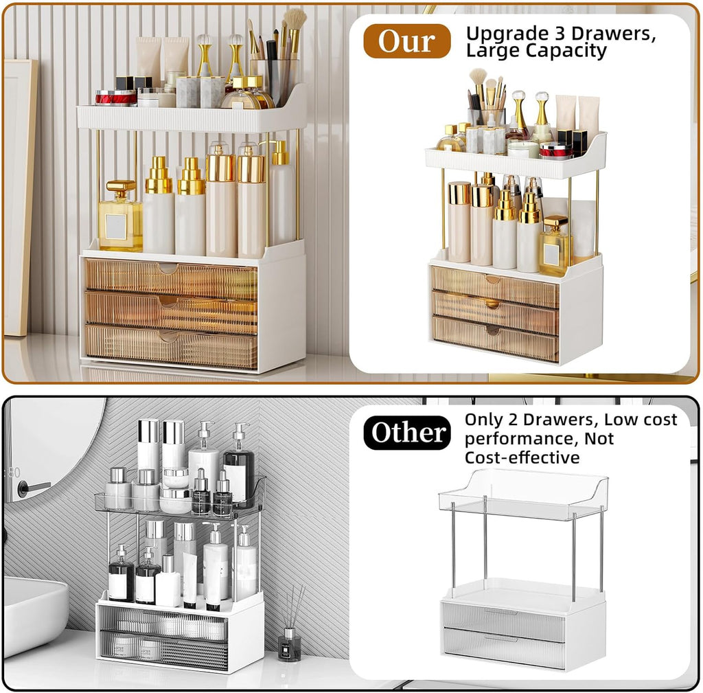 5 Tier Makeup Organizer with 3 Large Drawers – Vanity Storage for Skincare & Cosmetics