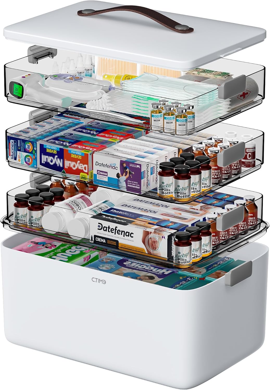 4-Tier XL Medicine Organizer – Portable First Aid Storage with Handle
