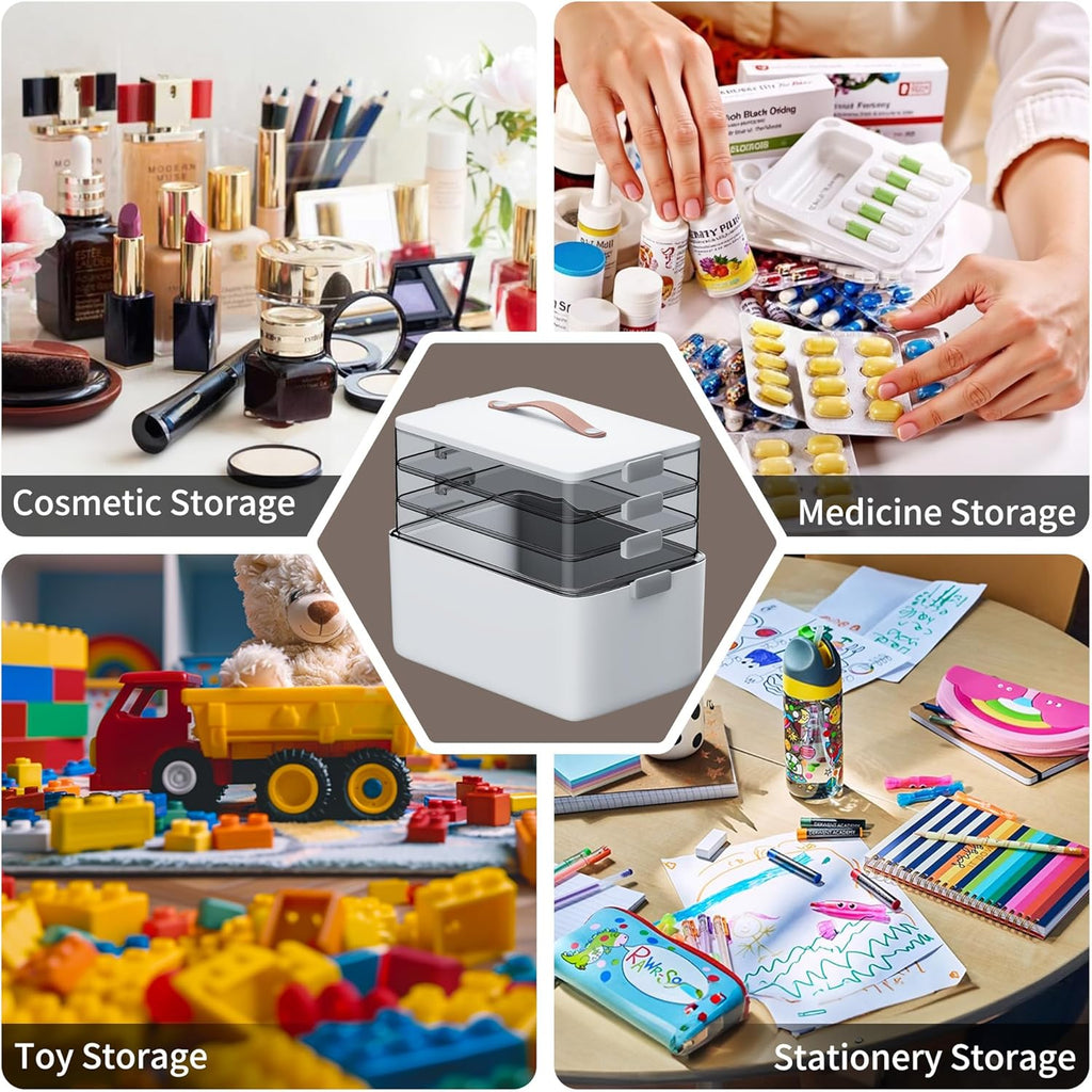 4-Tier XL Medicine Organizer – Portable First Aid Storage with Handle