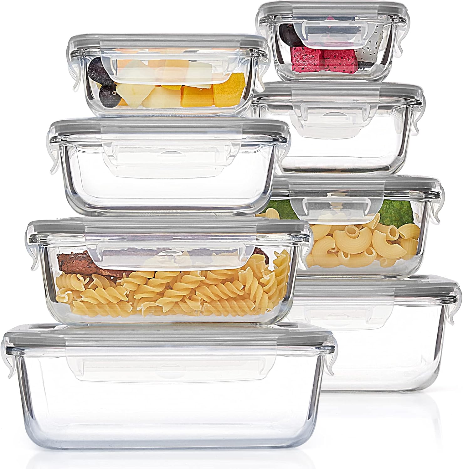 8 Pack Glass Food Storage Containers – Airtight Meal Prep Set