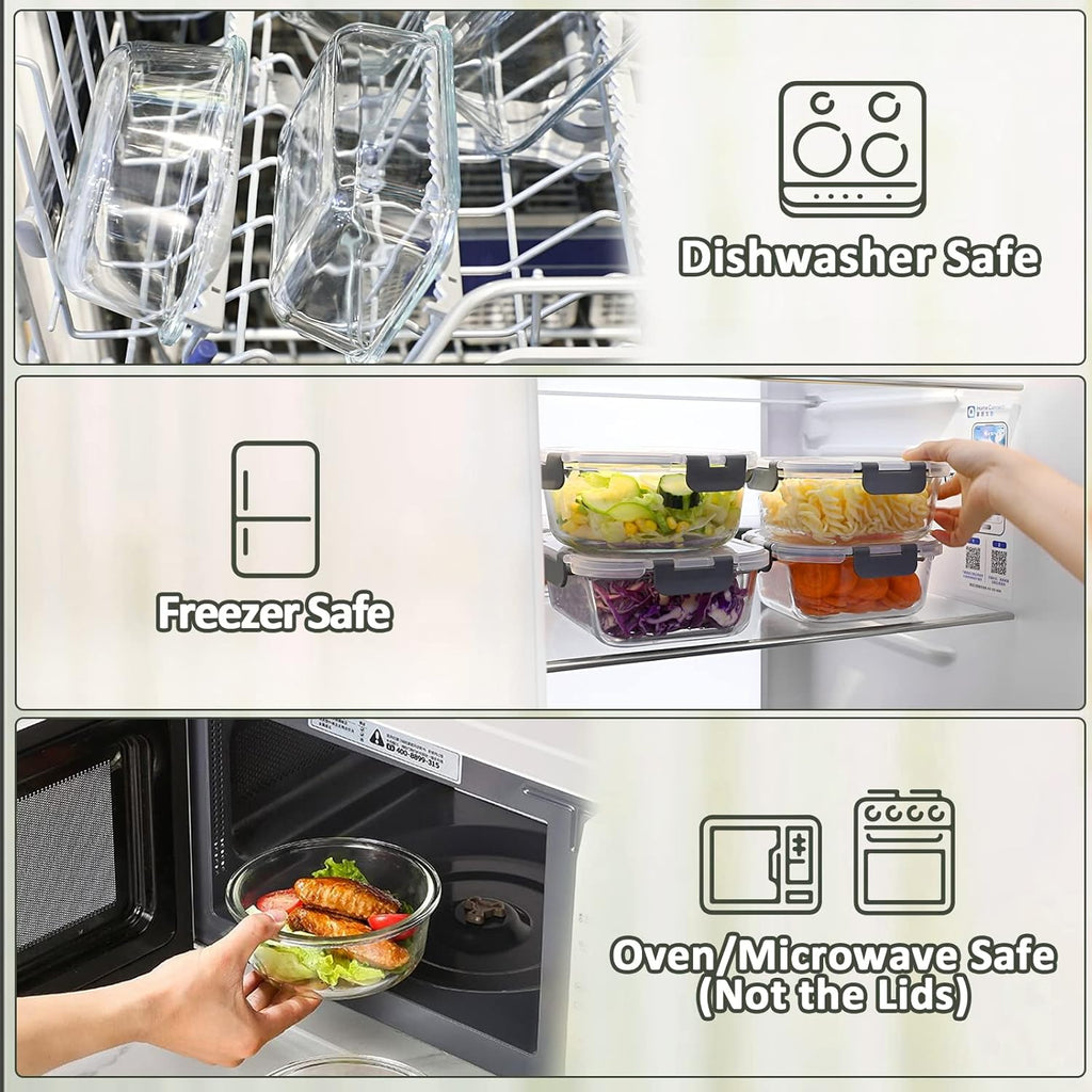 24-Piece Glass Food Storage Containers – Airtight Meal Prep Containers with Snap Lock Lids