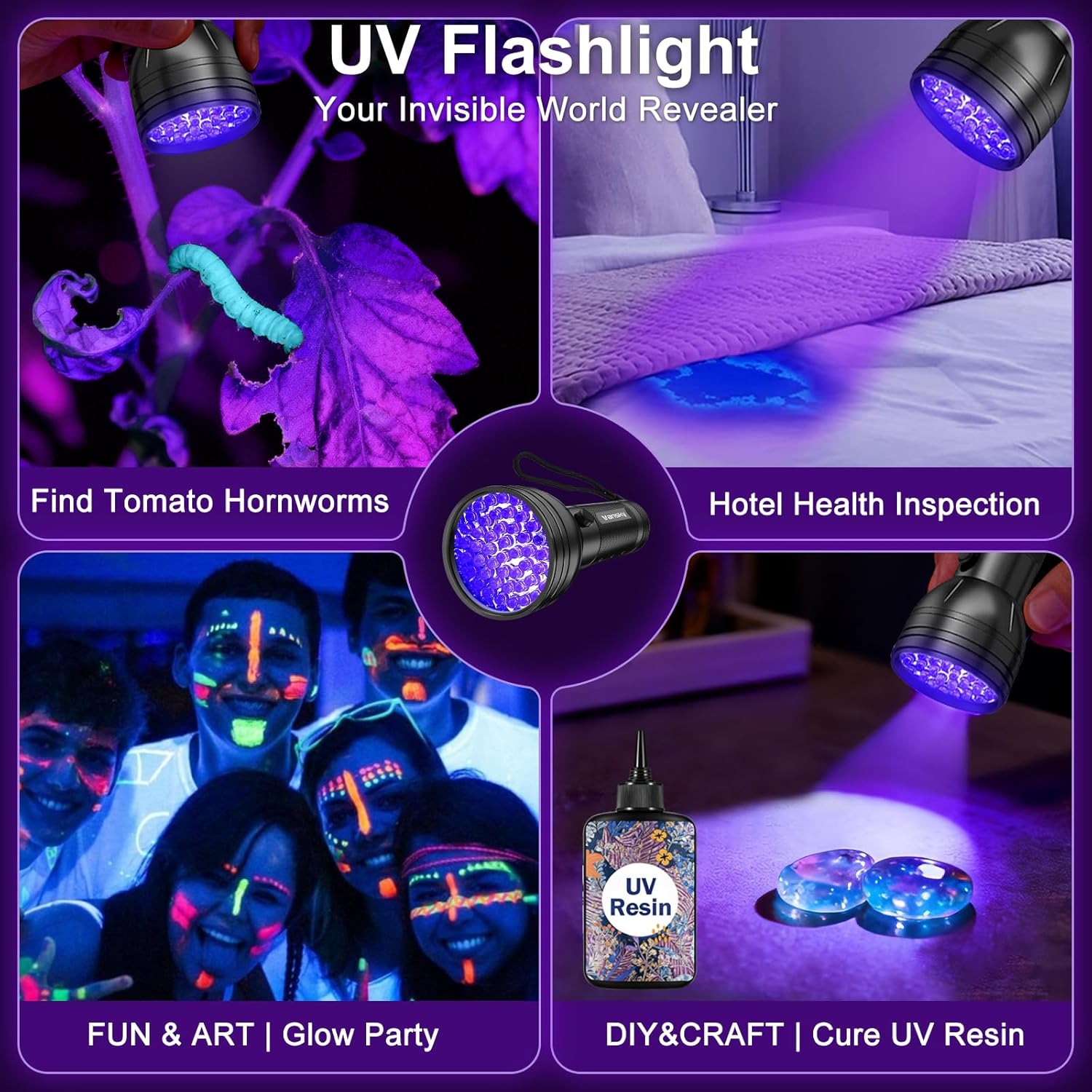 UV Blacklight Flashlight – 51 LED Pet Urine & Stain Detector