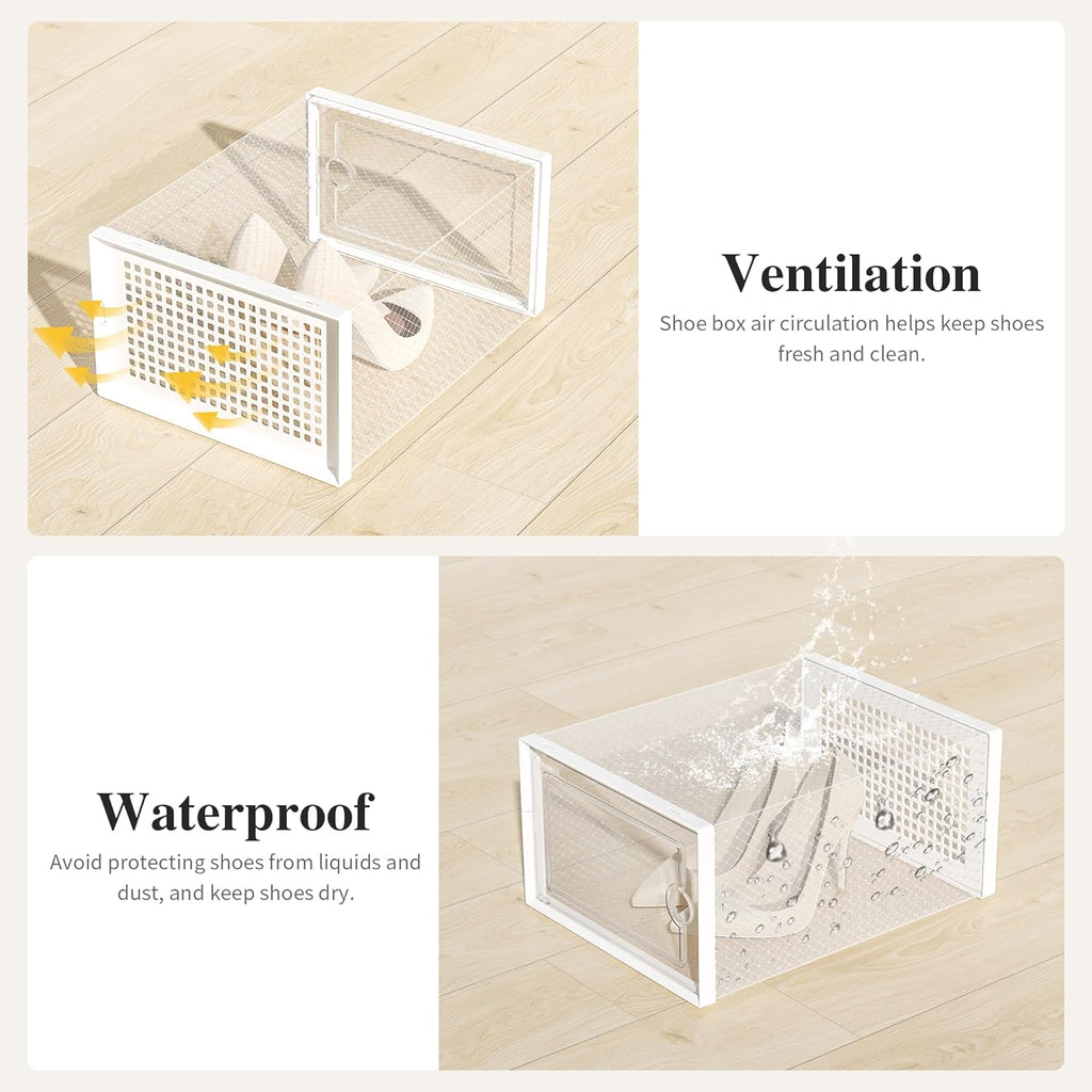 12 Pack X-Large Shoe Storage Boxes – Clear Stackable Sneaker Organizer