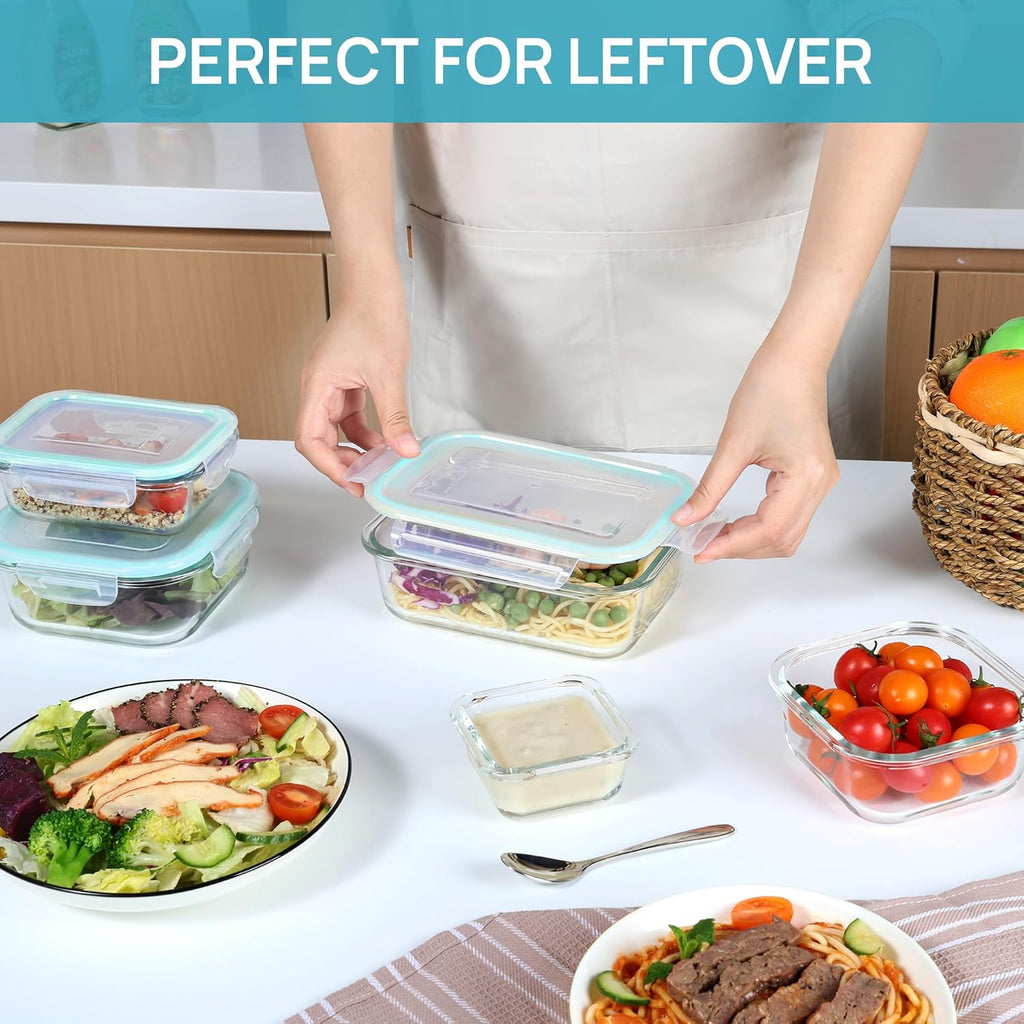 8 Pack Glass Food Storage Containers – Airtight Meal Prep Set