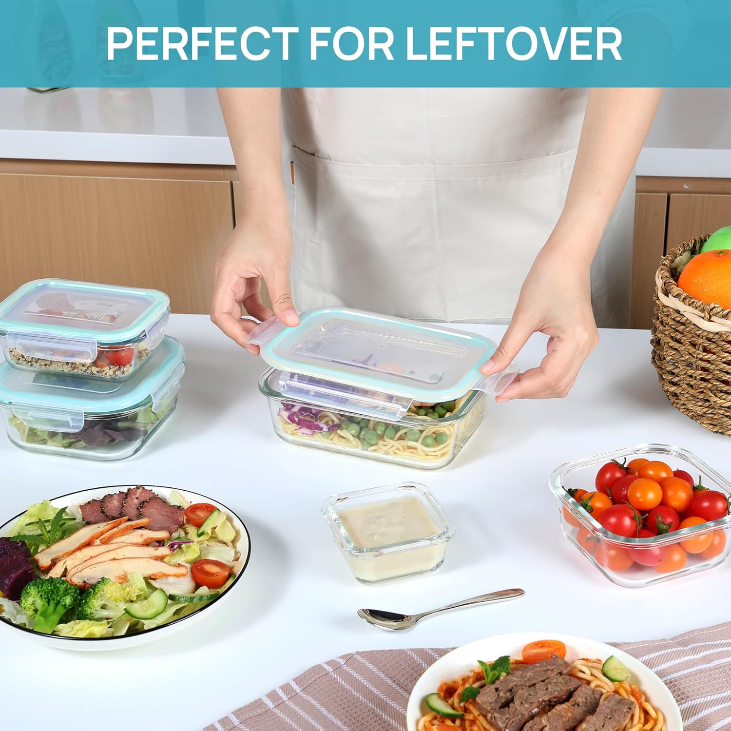 8 Pack Glass Food Storage Containers – Airtight Meal Prep Set