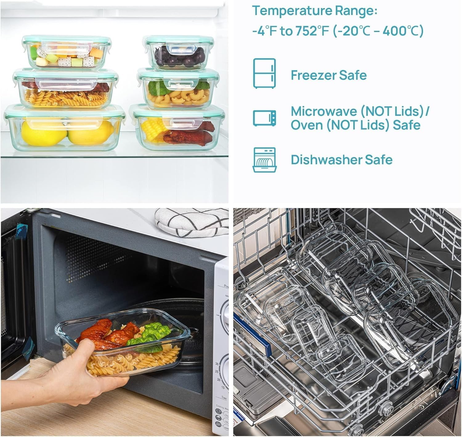 8 Pack Glass Food Storage Containers – Airtight Meal Prep Set