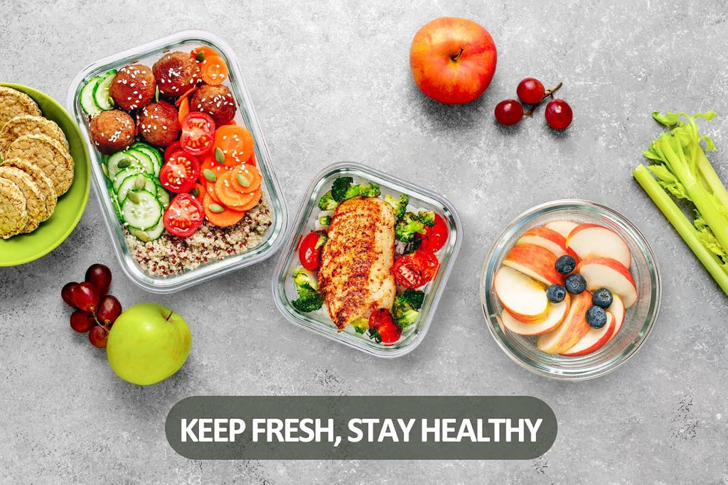 24-Piece Glass Food Storage Containers – Airtight Meal Prep Containers with Snap Lock Lids