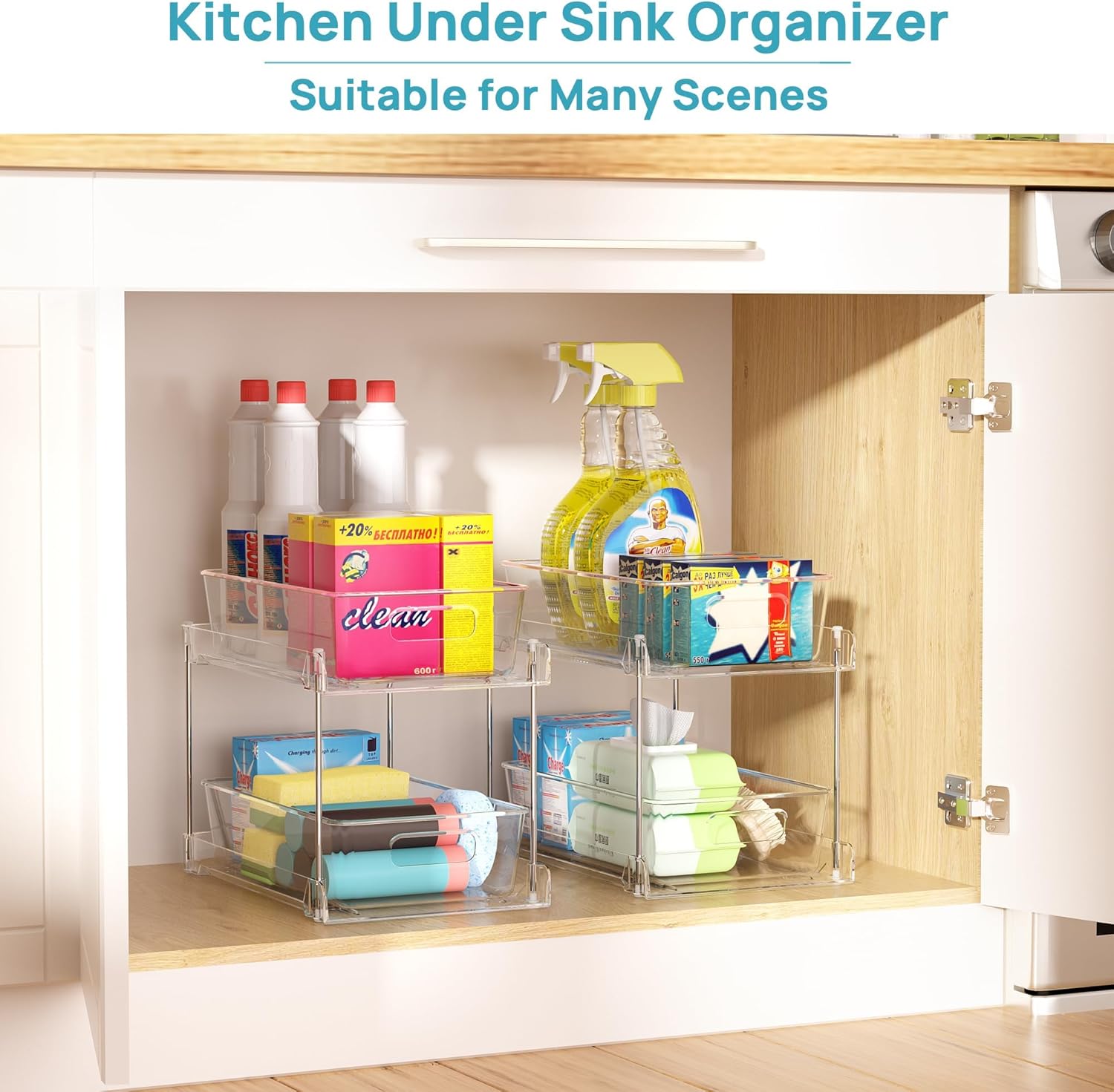 Declutter Your Space – Vtopmart 4 Pack 2 Tier Under Sink Organizer with Slide-Out Drawers
