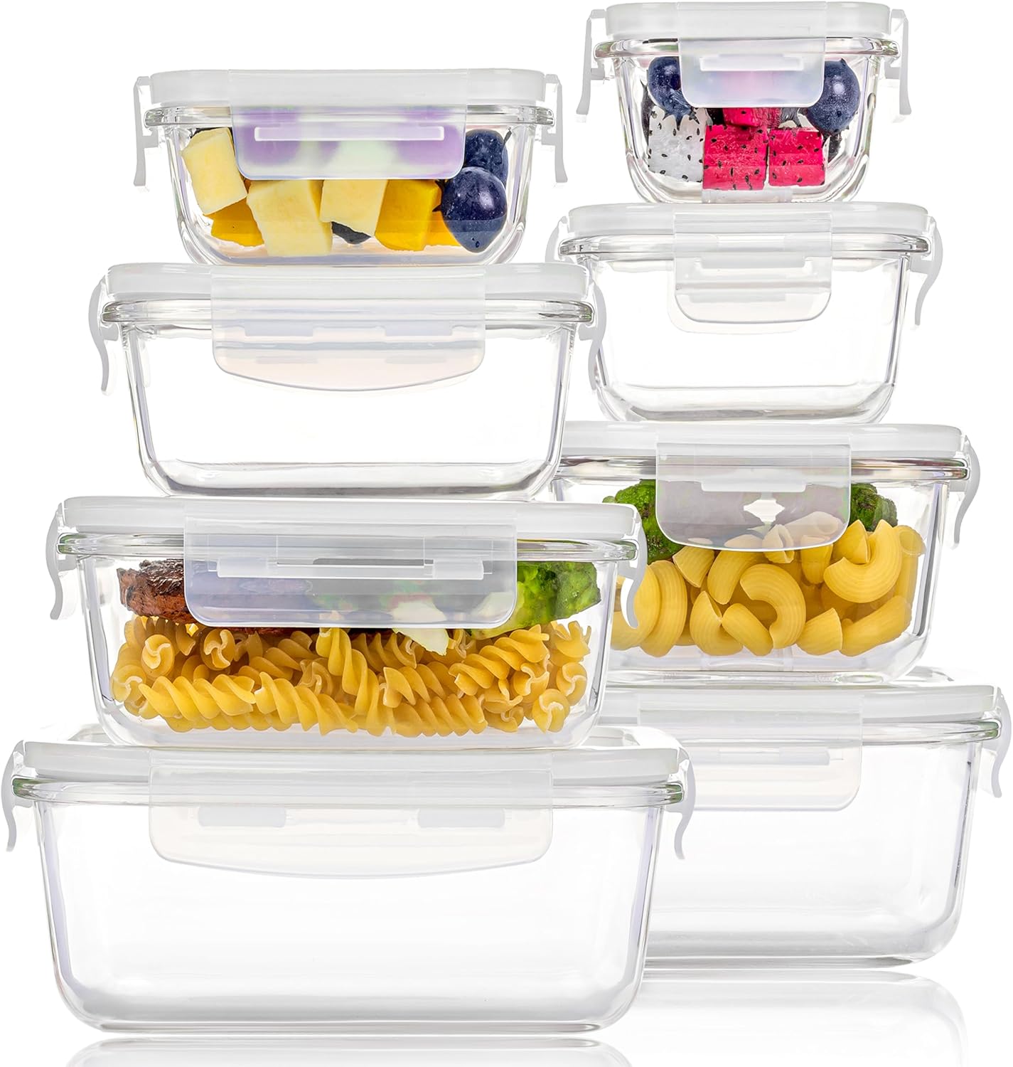 8 Pack Glass Food Storage Containers – Airtight Meal Prep Set