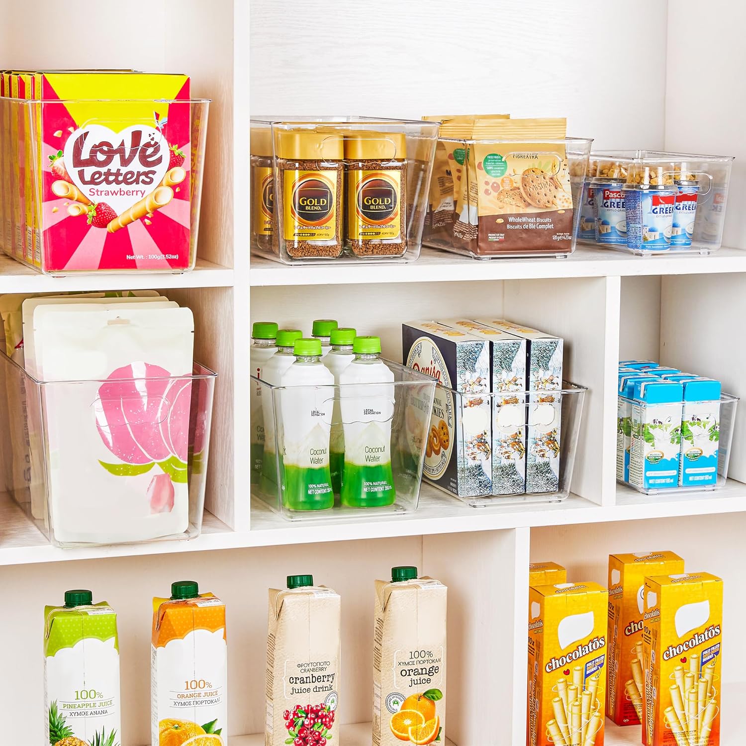 Clear Storage Bins with Handles – Pantry & Fridge Organizer