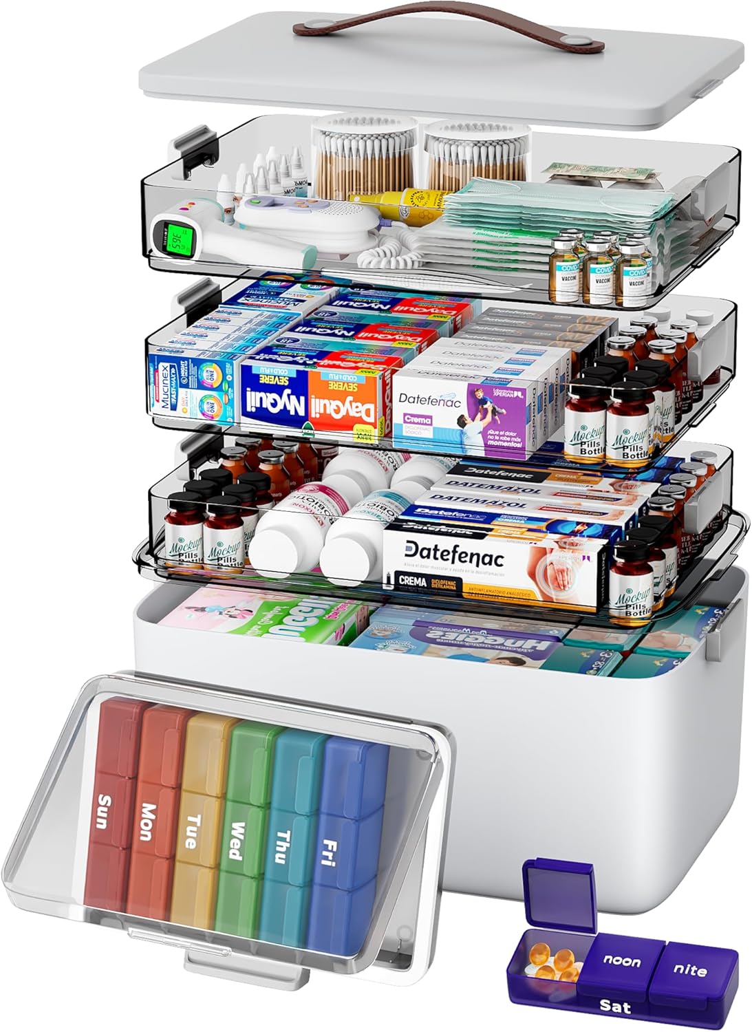4-Tier XL Medicine Organizer – Portable First Aid Storage with Handle