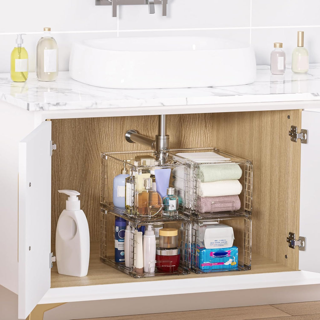 Stackable Storage Drawers – Clear Acrylic Organizer for Kitchen, Bathroom & Closet