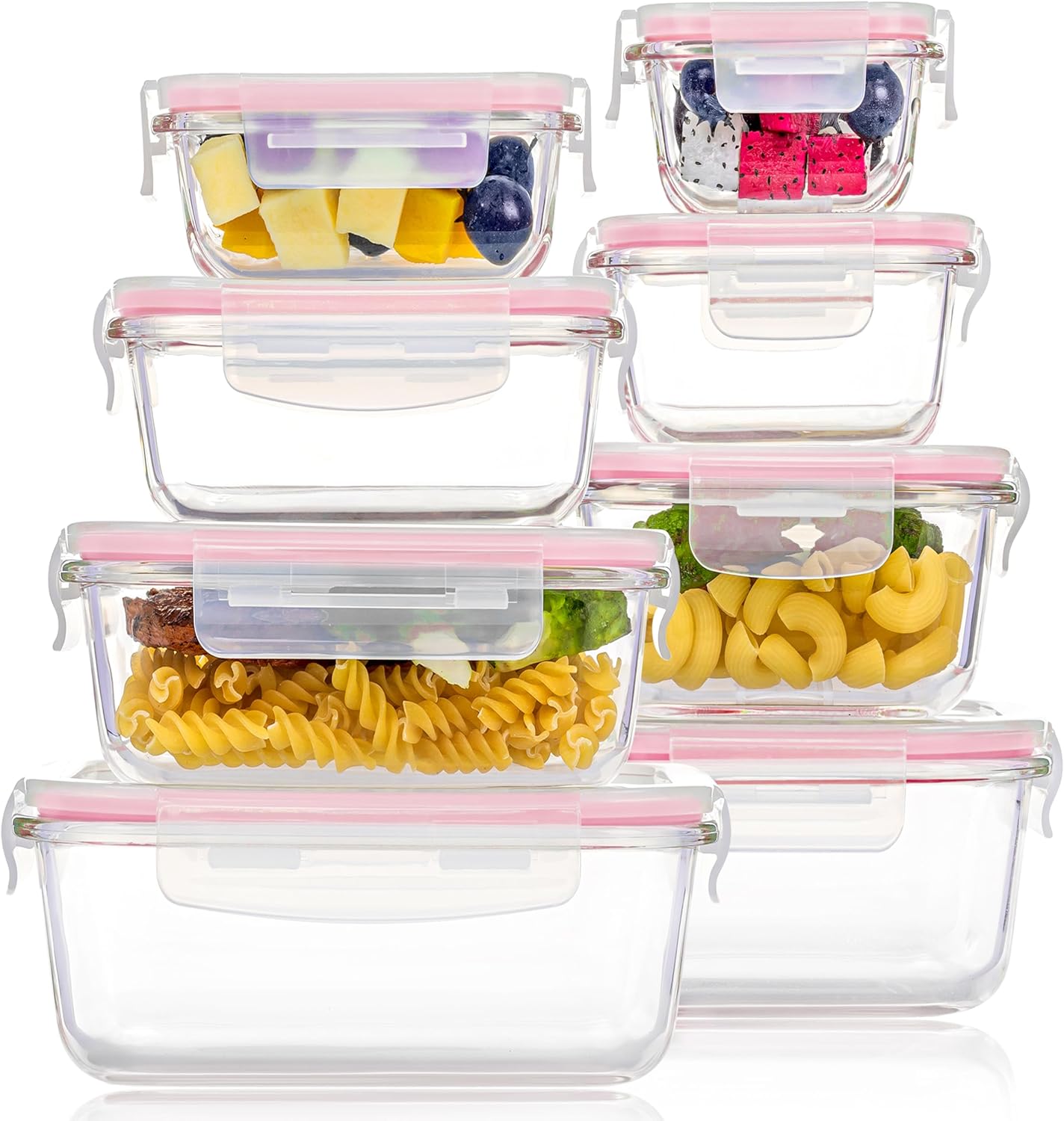 8 Pack Glass Food Storage Containers – Airtight Meal Prep Set