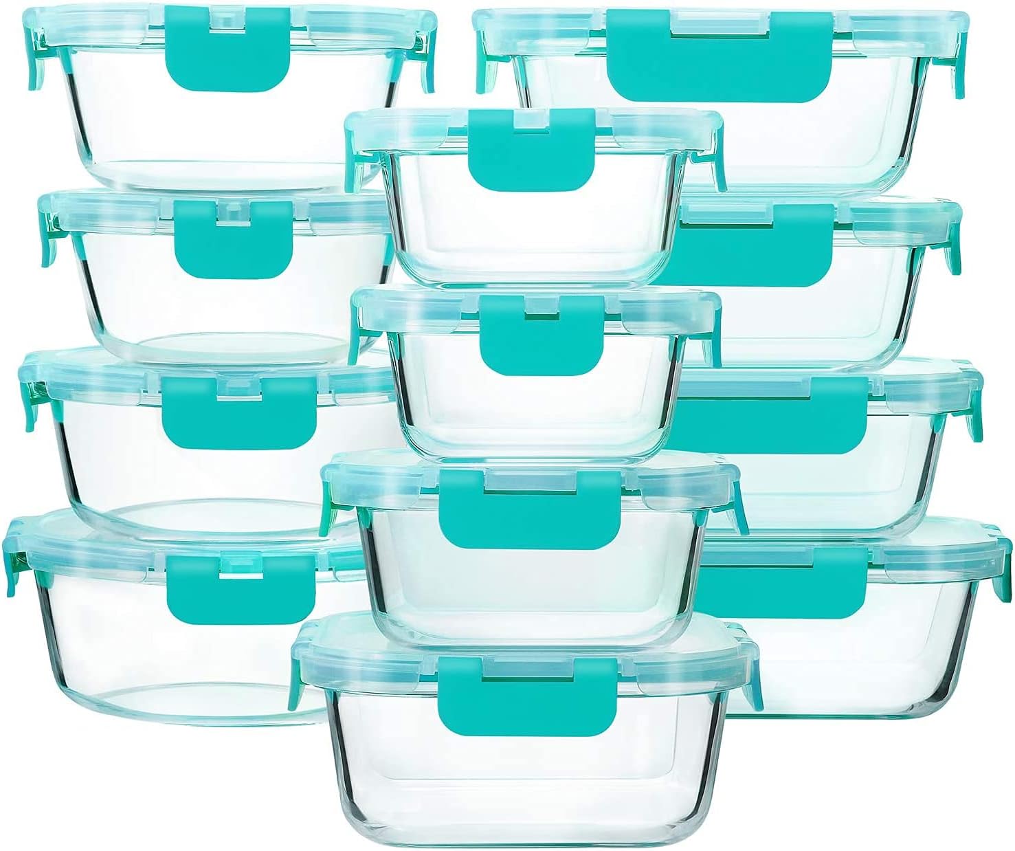 24-Piece Glass Food Storage Containers – Airtight Meal Prep Containers with Snap Lock Lids