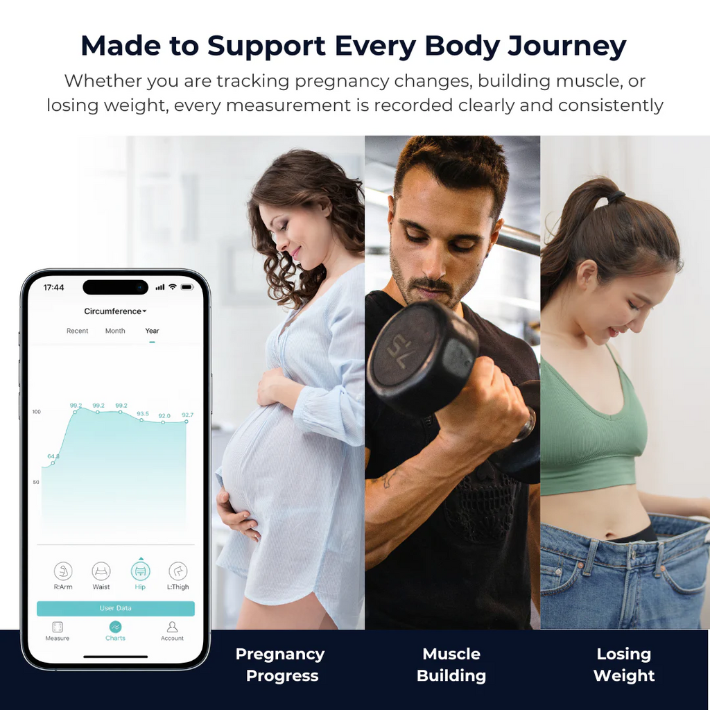 Smart Bluetooth Body Tape Measure – Digital Auto-Retract Measuring Tool with App Sync for Waist, Hip & Chest Tracking